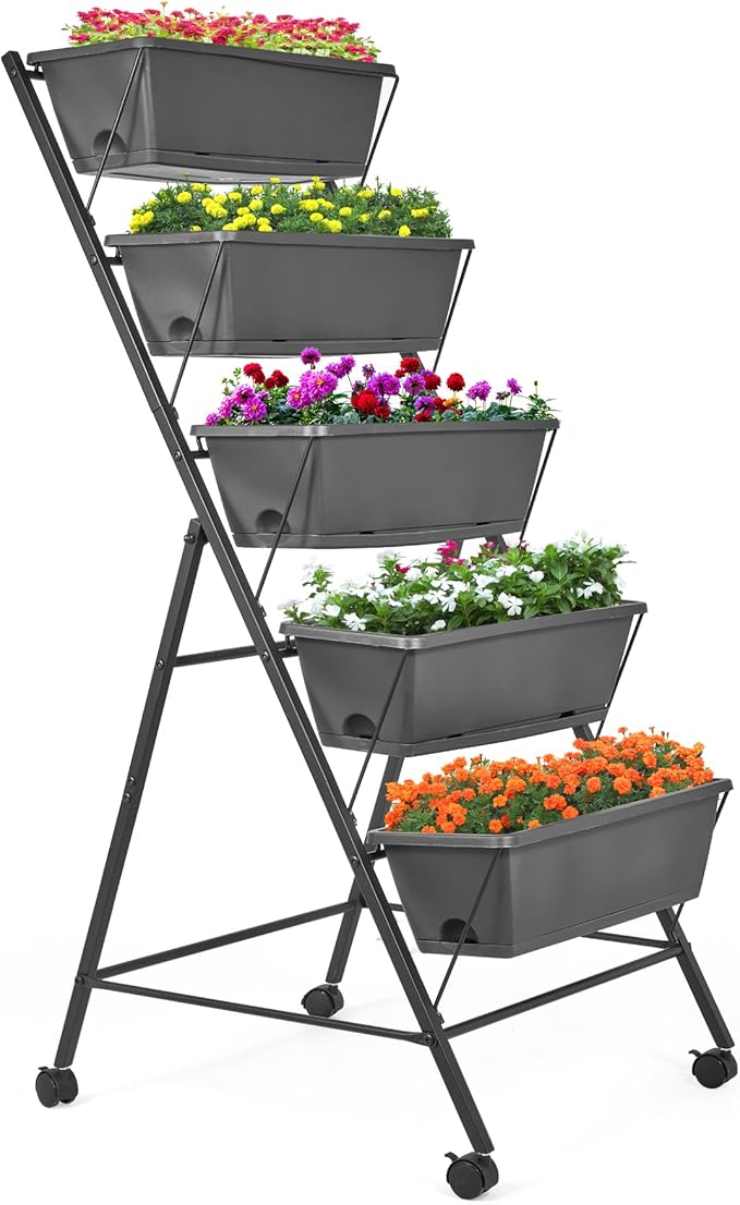 GENMOUS 5 Tier Raised Garden Bed Tall 45FT Vertical Elevated Garden Planter - Image 2