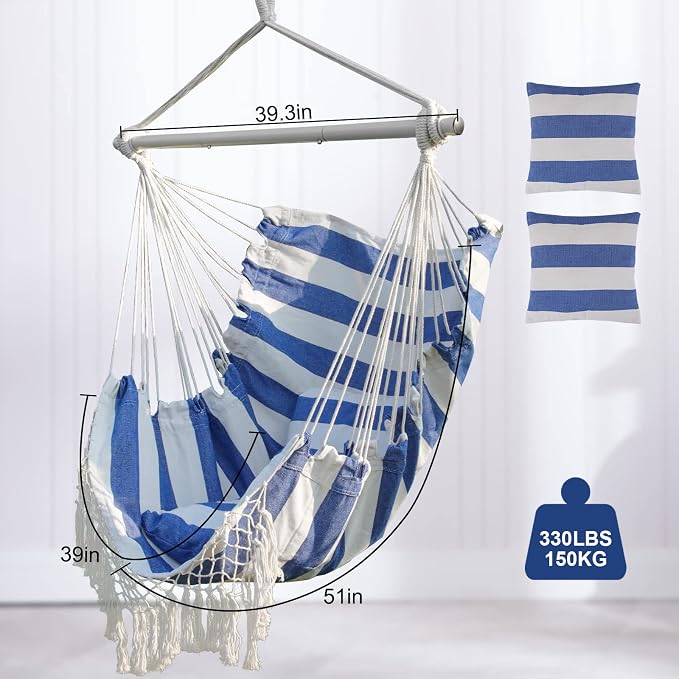 Hammock Chair, Hanging Rope Swing Seat - Image 3
