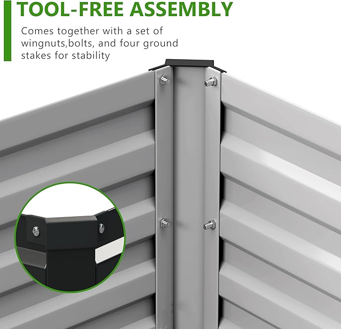 2PCS 8x4x1ft Galvanized Raised Garden Bed Kit, Metal Planter Box - Image 5