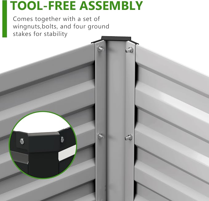 2PCS 9x3x1ft Galvanized Raised Garden Bed Kit, Metal Planter Box - Image 5