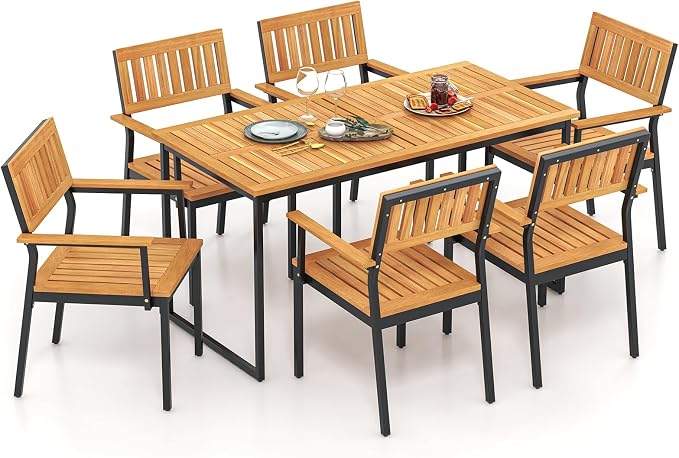 Tangkula 7 Piece Outdoor Dining Set - Image 9