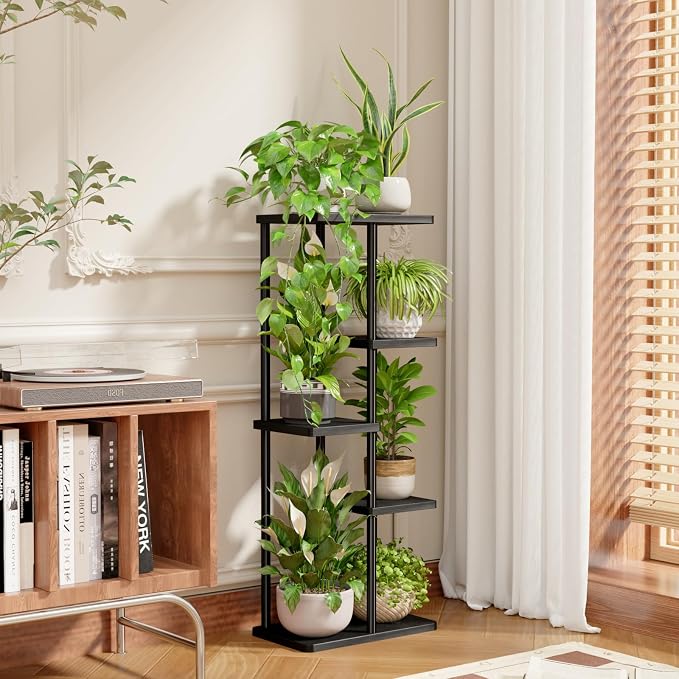 Bamworld Plant Stand Indoor, Corner 5 Tier Metal Plant Shelf - Image 4