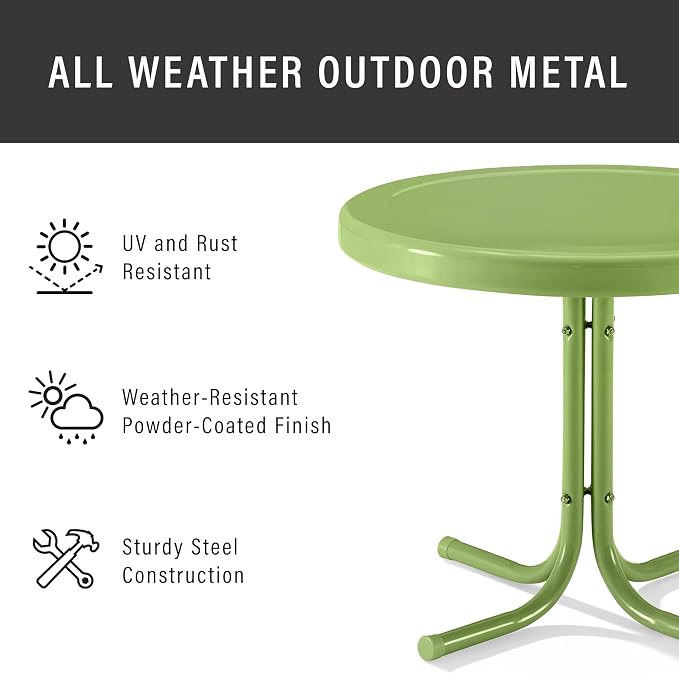 Crosley Furniture Griffith Weather Resistant Retro Metal Outdoor Side Table - Image 8