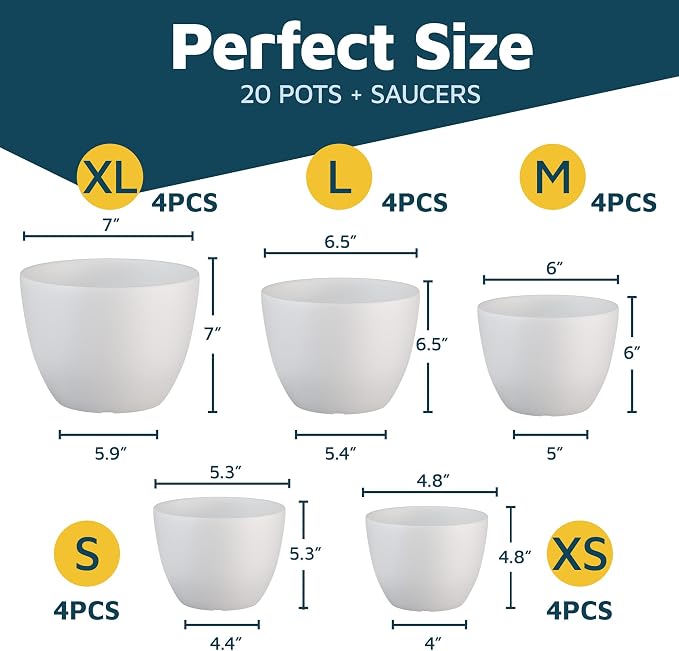 Lifemaster Eco Friendly Plant Pot Set -20-Pack Home Decor Flower Indoor and - Image 2