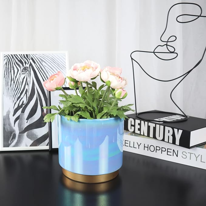 Gepege Ceramic Pots for Plants, Rainbow Pearl Glaze Planter - Image 8