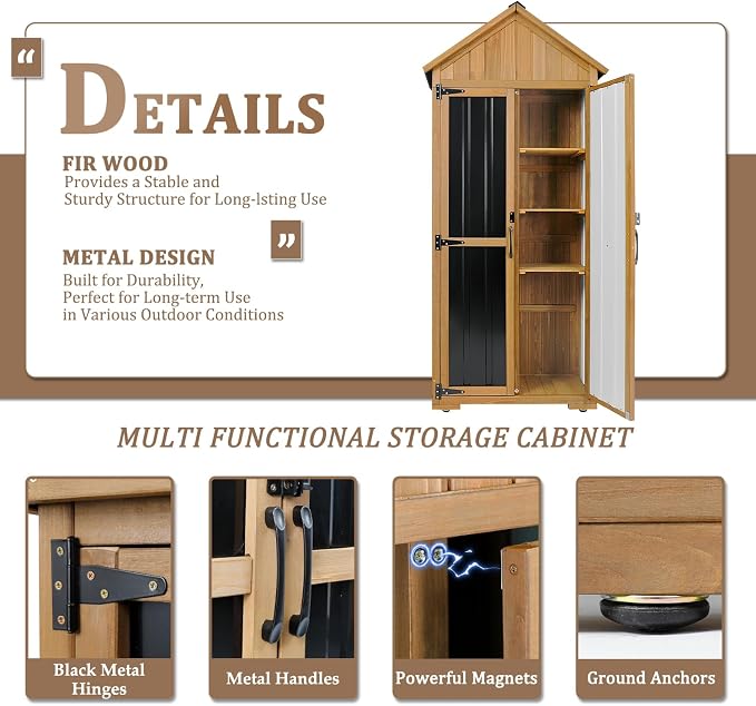 PetsCosset Outdoor Storage Cabinet Waterproof, Outdoor Storage Shed - Image 4