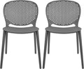 2xhome Set of 2 Patio Dining Chairs | Modern Stackable Outdoor Pool Side Chair by 2xhome