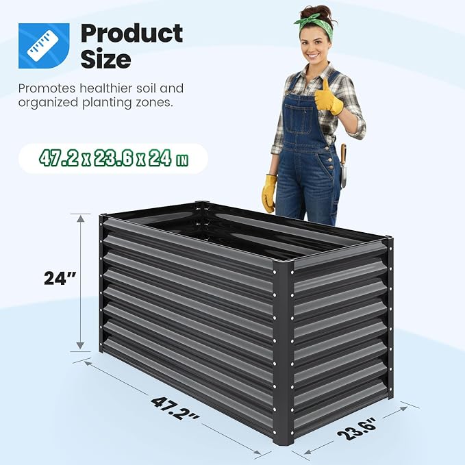 Quictent Galvanized Raised Garden Bed 4x3x1 Ft Metal Planter Box - Image 6