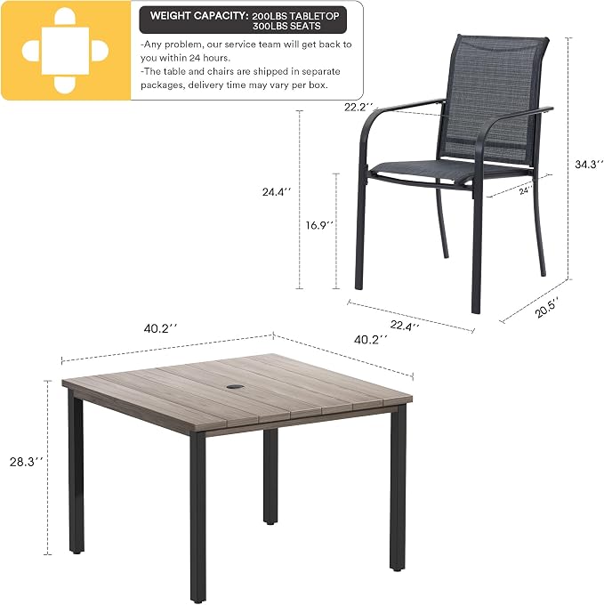 VICLLAX Outdoor Dining Set for 4, 5 Pieces Patio Dining Furniture Set - Image 7