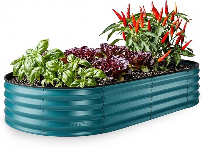 Plant & Plot Galvanized Raised Garden Beds Outdoor // 6×3×1 ft Planter Raised by PlantPlot