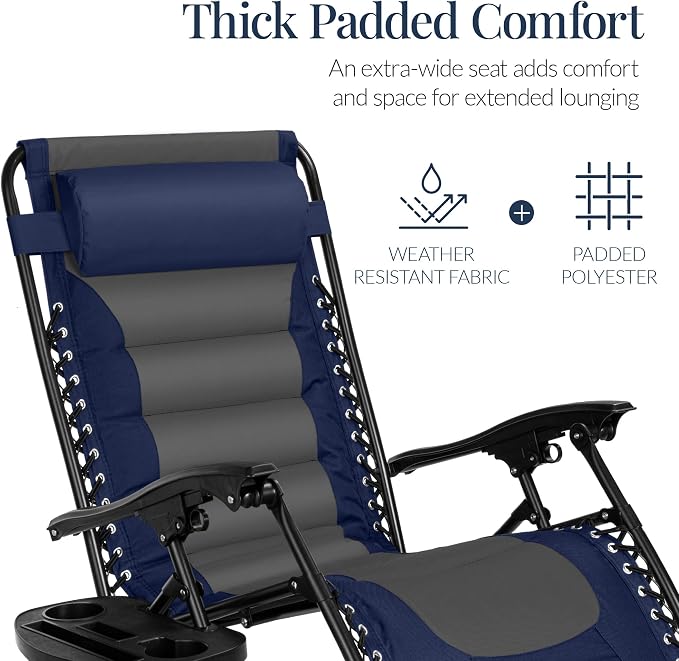 Best Choice Products Oversized Padded Zero Gravity Chair, Folding Outdoor Patio - Image 5