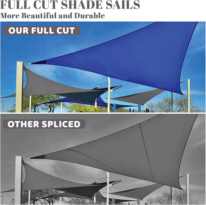SUNLAX Custom Size 10'x18'x20.6' Dark Grey Sun Shade Sail Right Triangle UV - Image 5