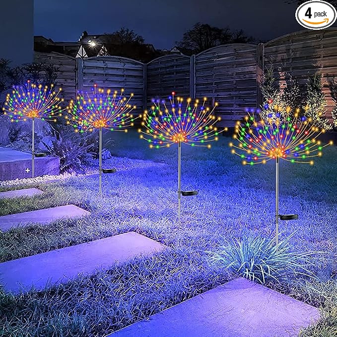 4 PCS Solar Firework Light, Outdoor Solar Garden Decorative Lights 120 LED by YOTOZU
