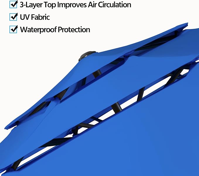 Yaheetech 3 Tier Patio Umbrella 10ft Vented Outdoor Large Market Table Umbrella - Image 3