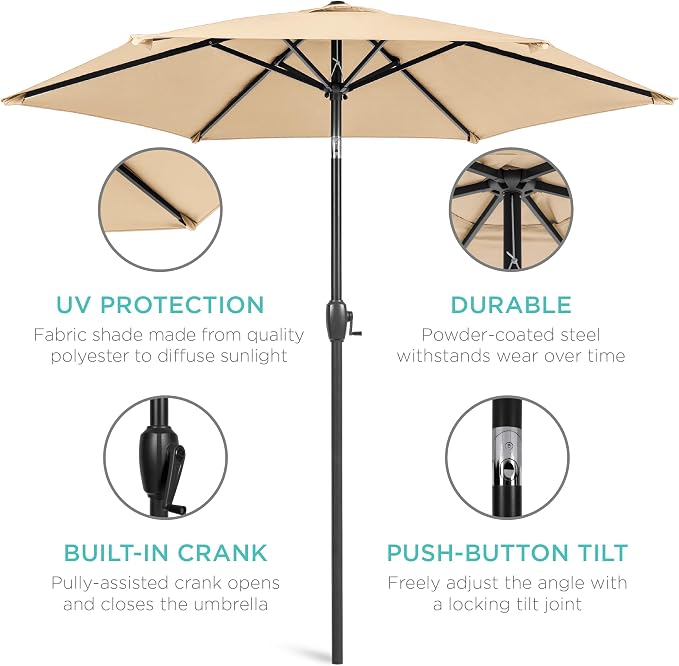 Best Choice Products 7.5ft Heavy-Duty Round Outdoor Market Table Patio Umbrella - Image 5