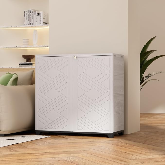 ADDOK Indoor Outdoor Plastic Storage Cabinet 34"x15"x34" - Image 2