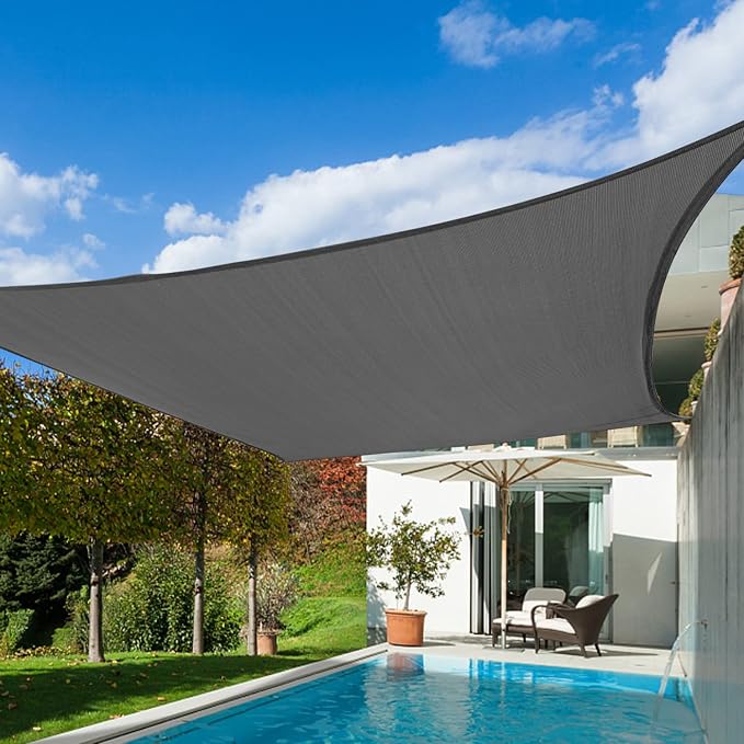 KANAGAWA Sun Shade Sail 13'x20' Dark Gray Rectangle UV Block Canopy Awning by KANAGAWA