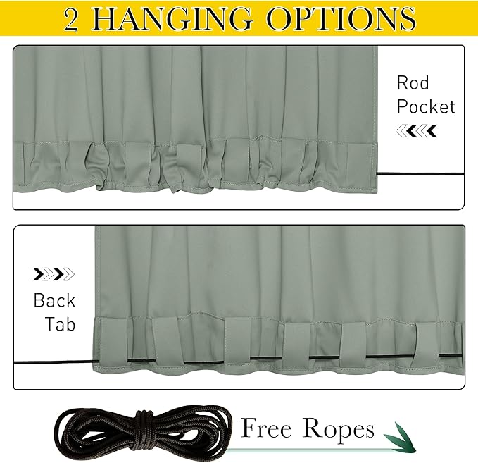 NICETOWN 2 Panels Weighted Blackout Outdoor Curtains Patio Waterproof, Thermal - Image 2