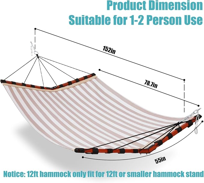TegerDeger 12FT 2 Person Hammock Large Hammock Quick Dry 450LB Capacity - Image 6