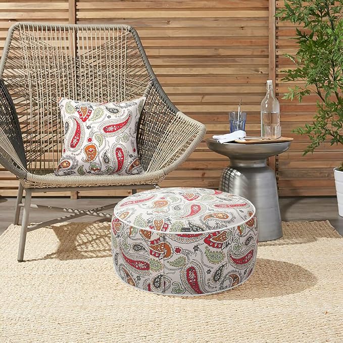 Magpie Fabrics Indoor/Outdoor Inflatable Stool Ottoman Pouf, Water Repellent - Image 2