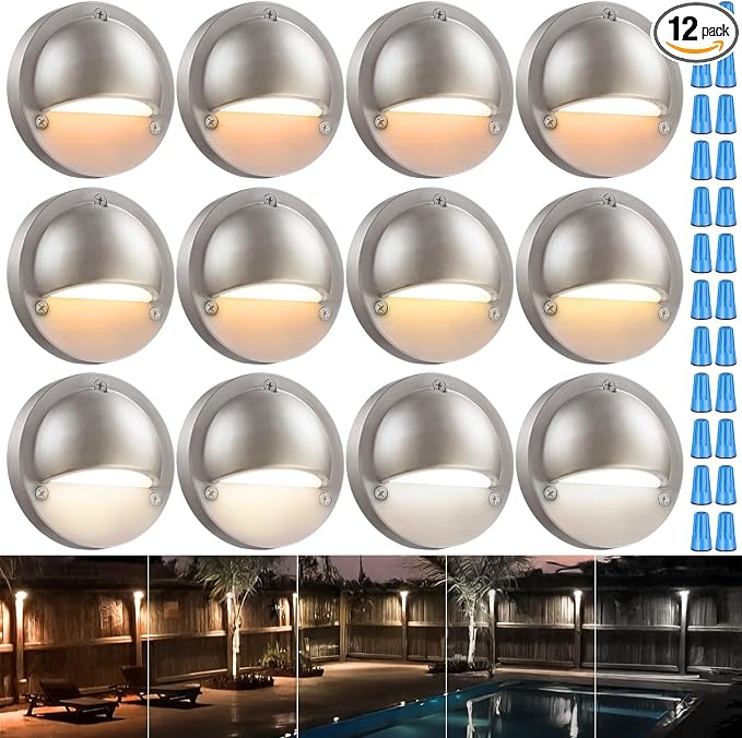 LEONLITE 12-Pack Update 5CCT LED Low Voltage Deck Lights, 180LM 3.5inch by LEONLITE