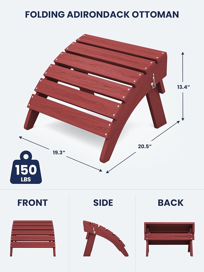 KINGYES Folding Adirondack Ottomans Set of 2 - Image 3