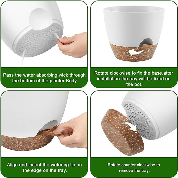 Plant Pots 10/9/8 Inch Self Watering Pots, Plastic Flower Pots, Nursery - Image 2