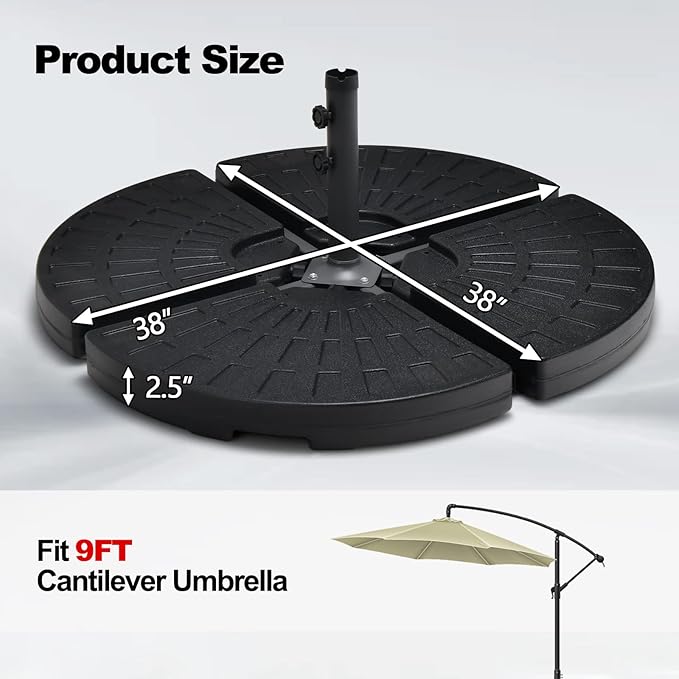 Tangkula 4 Pieces 185lbs Cantilever Offset Patio Umbrella Base, Water & Sand - Image 5