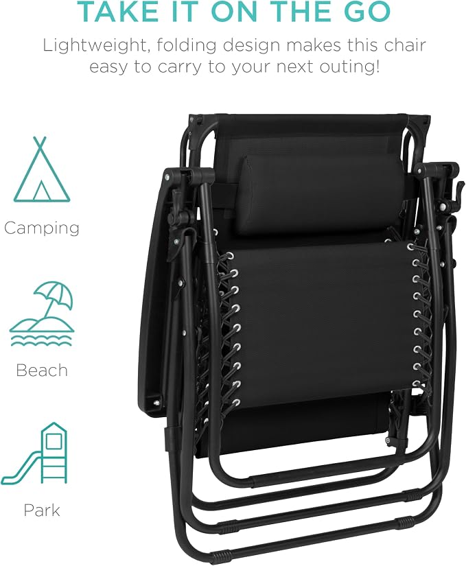 Best Choice Products 30” Wide Folding Zero Gravity Outdoor Recliner Patio - Image 9