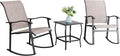 Vongrasig 3 Piece Outdoor Rocking Bistro Set, Textilene Fabric Small Patio by Vongrasig