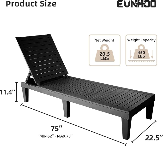 Chaise Lounge Outdoor, Adjustable Pool Lounge Chair - Image 3