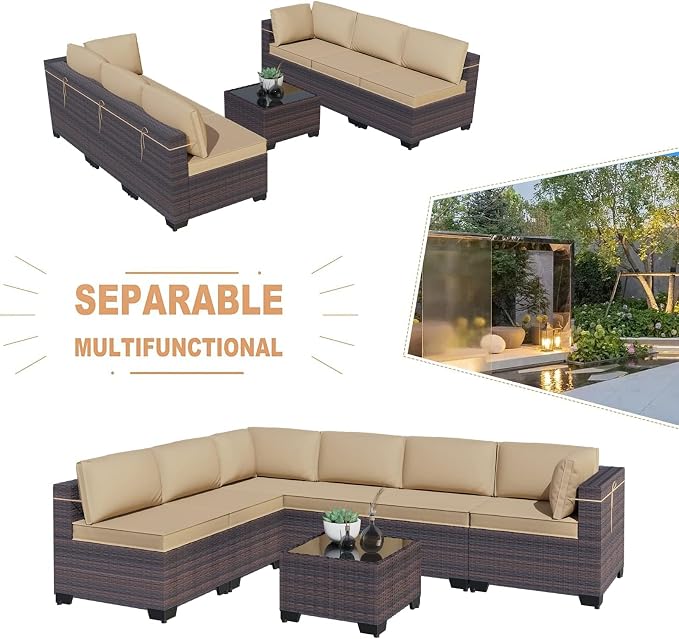Kullavik 12PCS Outdoor Patio Furniture Set, PE Wicker Rattan Sectional Sofa - Image 7