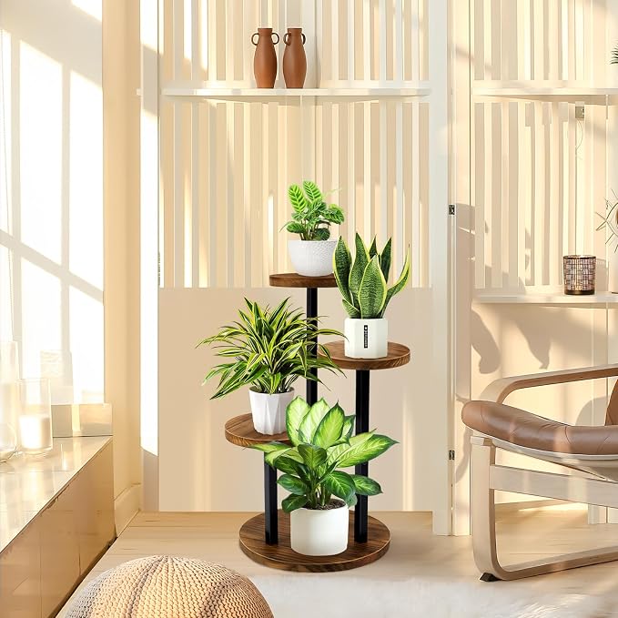GEEBOBO 3 Tier Plant Stand Indoor, Metal Wood Plant Stands - Image 6