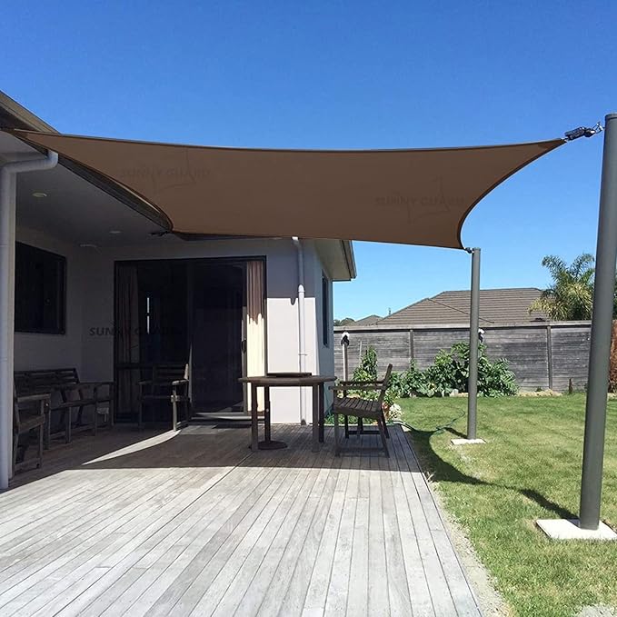SUNNY GUARD Sun Shade Sail 20' x 23' Rectangle Brown UV Block Sunshade by SUNNYGUARD