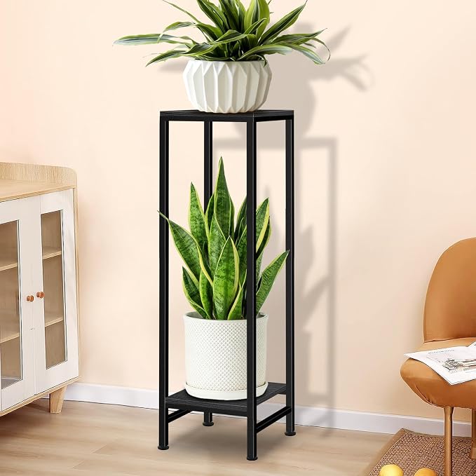 Plant Stand Indoor, 2 Tier Heavy Duty Metal Pedestal Stand Modern Display Rack - Image 4