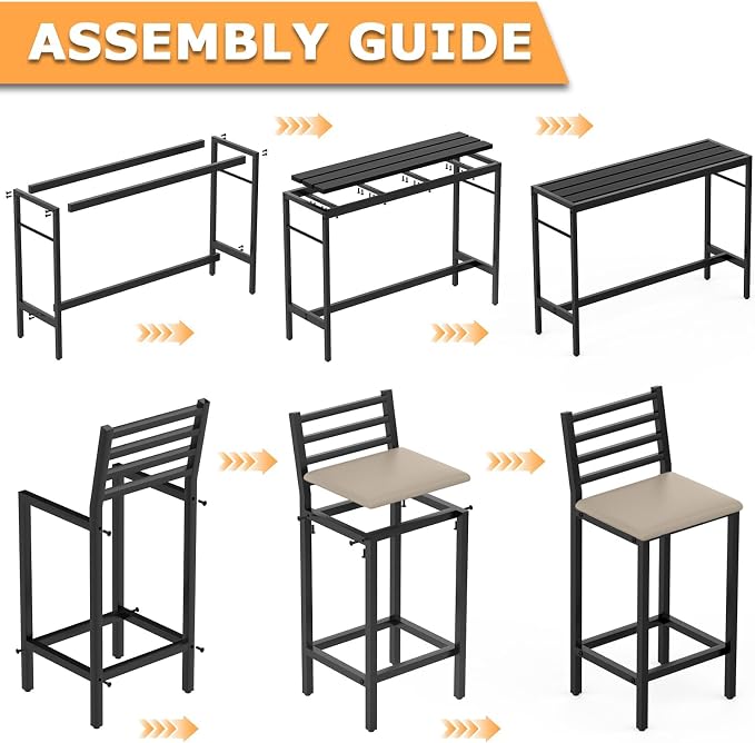 5 Piece Outdoor Patio Bar Set, 4 Cushioned 41" Bar Stools Modern Metal Outdoor - Image 2