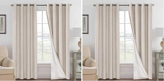 H.VERSAILTEX Blackout Curtains, Linen Curtains 108 inches Long 100% Black Out by HVERSAILTEX