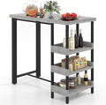 Tangkula 43.5” Outdoor Bar Table, Wicker Bar Height Dining Table w/Tempered by TANGKULA