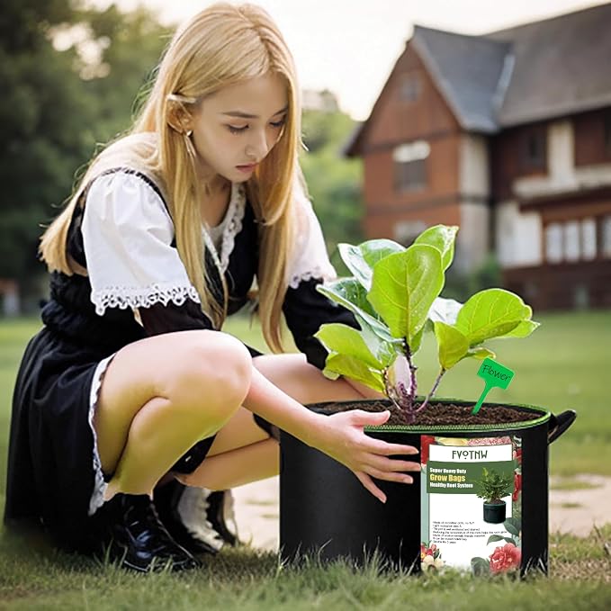 3-Pack 10 Gallon Plant Grow Bags, Thickened Nonwoven Fabric Pots - Image 9