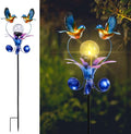 VCUTEKA Solar Lights Outdoor Metal Garden Stake Waterproof Crackle Glass Globe by VCUTEKA