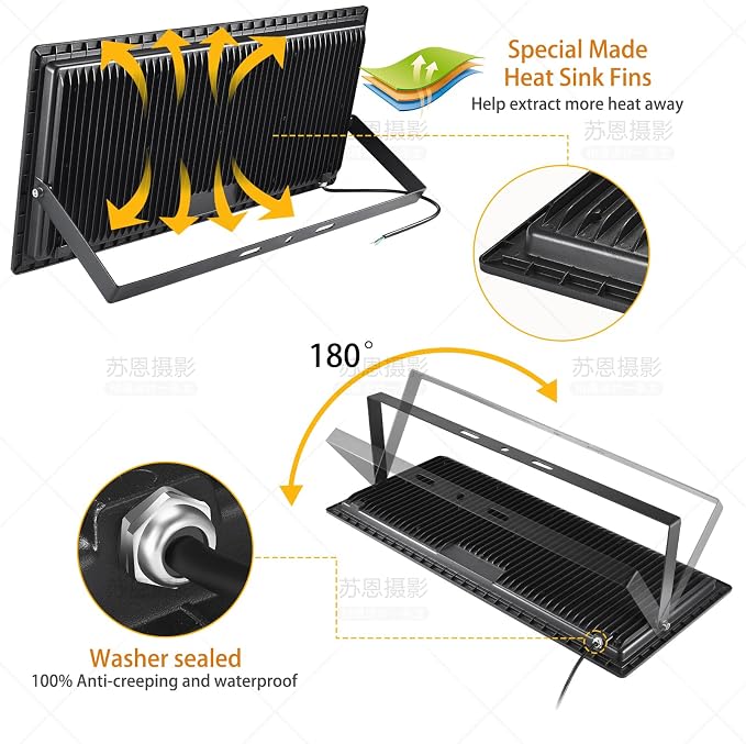 800W 2pack LED Flood Lights, 3700 watt Equivalent 89500LM Super Bright Outdoor - Image 2