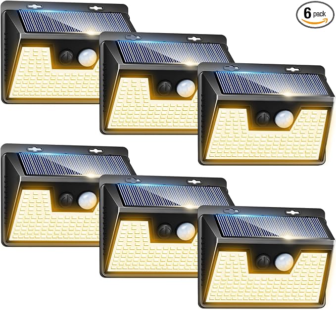 Peasur Solar Lights Outdoor Waterproof, Warm White Motion Sensor Lights Dusk to by Peasur