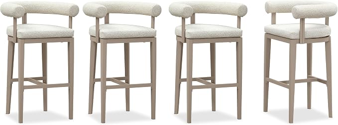 PURPLE LEAF Bar Height Stools Set of 4 Patio Modern Olefin Upholstered Barstools - Image 3