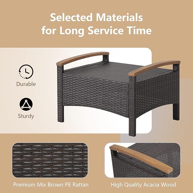 RELAX4LIFE Outdoor Wicker Ottomans - Image 5