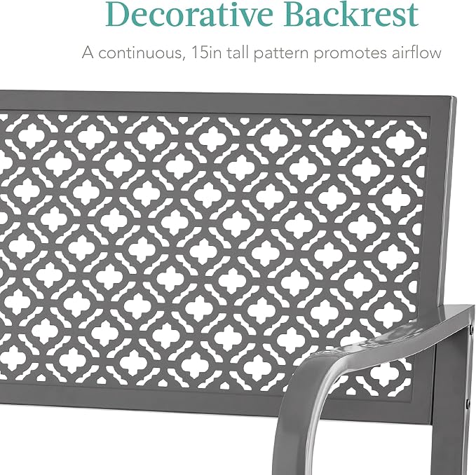 Best Choice Products Outdoor Bench 2-Person Metal Steel Benches Furniture - Image 5