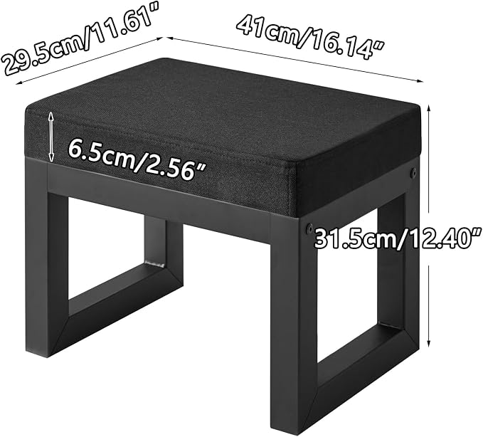 IBUYKE 16 Inch Small Foot Stool Ottoman, Rectangle Linen Foot Rest - Image 3