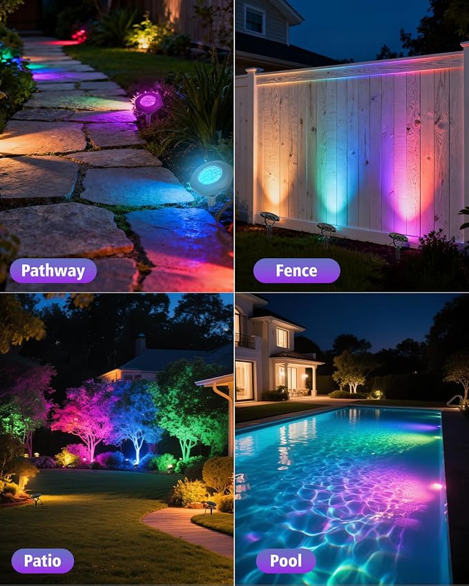 CORESLUX Solar Spot Lights Outdoor Waterproof IP68, 3-in-1 LED Color Changing - Image 2