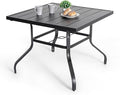 NUU GARDEN 37" Outdoor Patio Table, 4 Person Steel Slat Square Dining Table by NUUGARDENCORPORATION