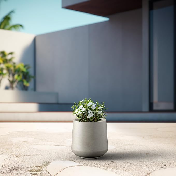 Kante 11.6" Dia Round Concrete Planter, Outdoor Indoor Large Plant Pots - Image 3