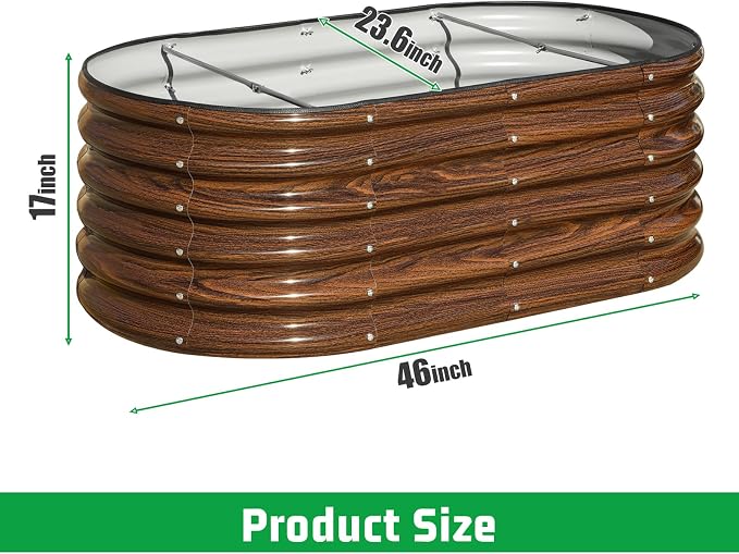 SnugNiture 4x2x1.5ft Raised Garden Bed Outdoor, Oval Raised Garden Bed Kit - Image 2